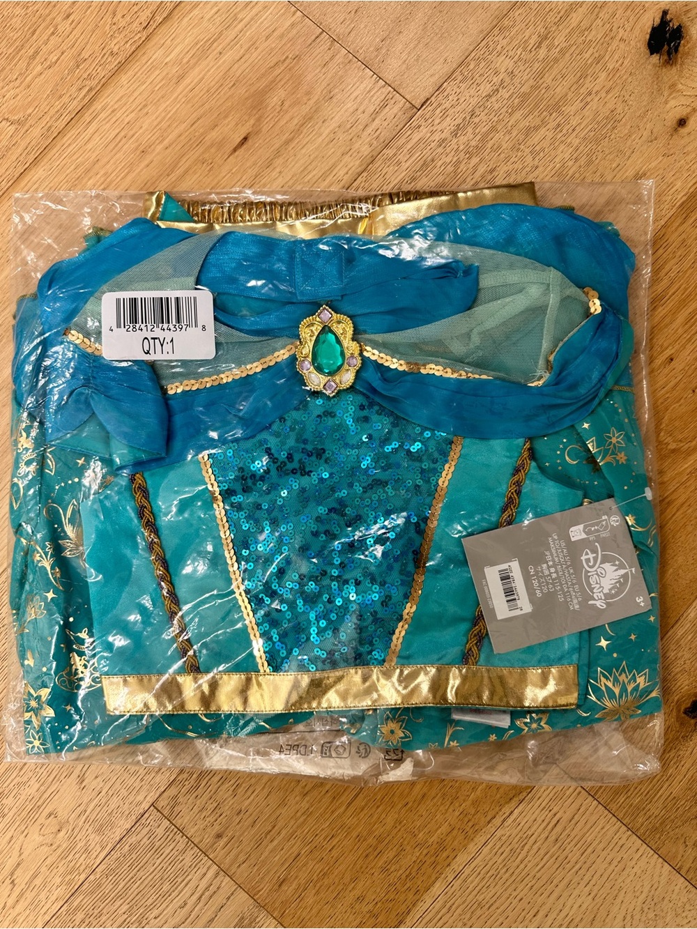 NWT Disney Store Jasmine Aladdin Costume Girls 5/6 Turquoise Gold Sealed